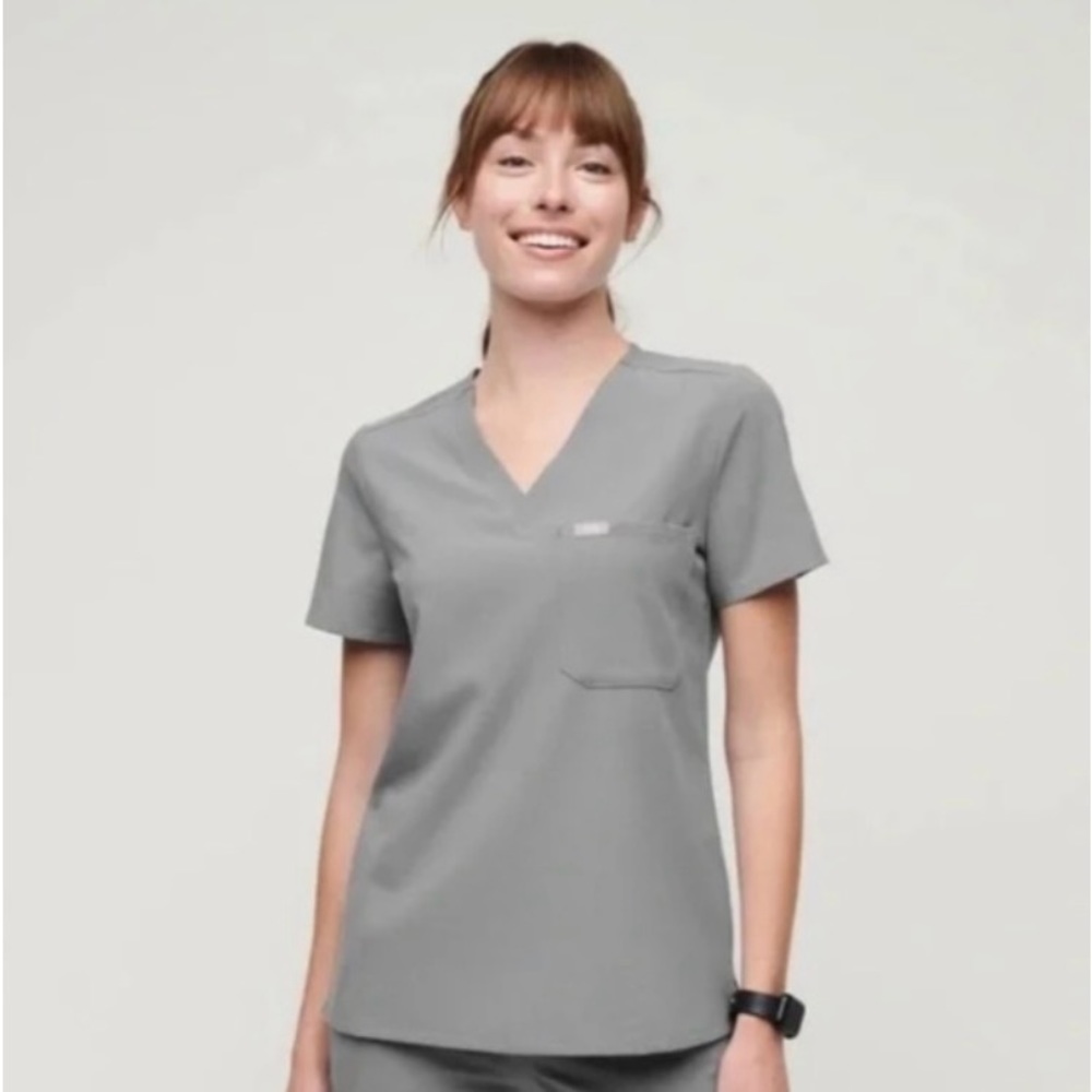 FIGS Womens Scrubs Set Catarina Top Space Grey  Size Small/ Yola Pants PSmall